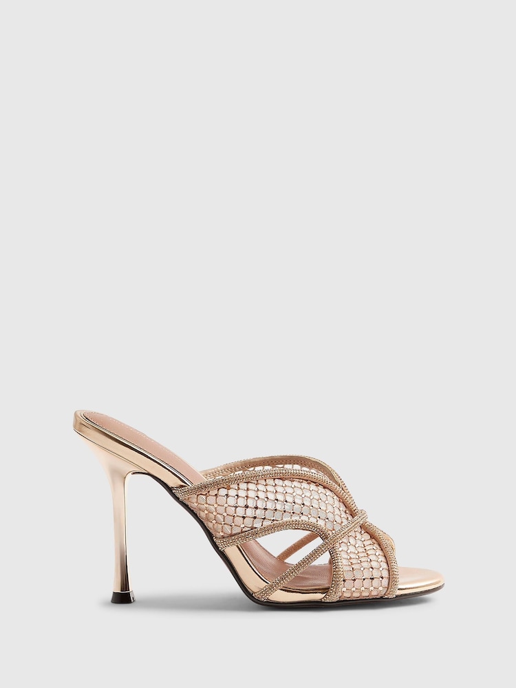 River Island Sandales mules à talons en maille ornées - Image 2 de 6 River Island Sandales mules à talons en maille ornées - Image 2 de 6