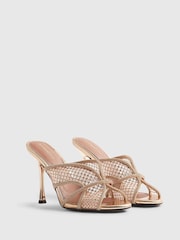 River Island Sandales mules à talons en maille ornées - Image 3 de 6