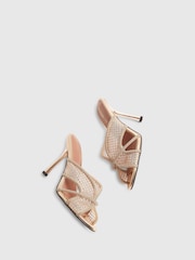 River Island Sandales mules à talons en maille ornées - Image 4 de 6