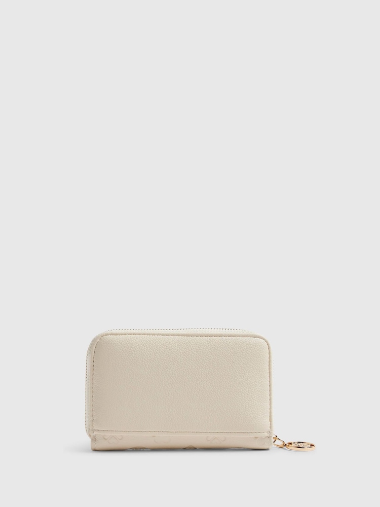 River Island Cream Embossed Monogram Zip Around Purse - Image 2 of 5