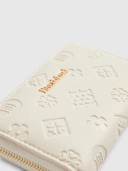 River Island Cream Embossed Monogram Zip Around Purse - Image 5 of 5