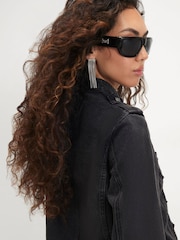 River Island Black Olivia Attwood Military Drummer Denim Jacket - Image 4 of 4