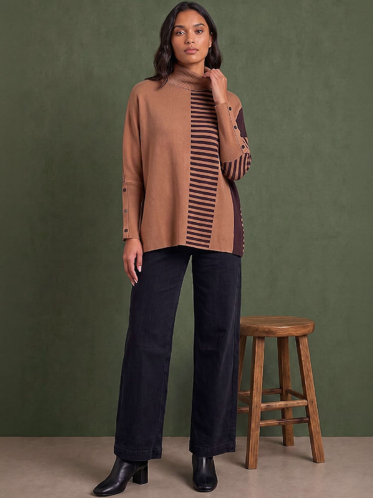 Roman Brown Stripe Colour Block Jumper - Image 2 of 4