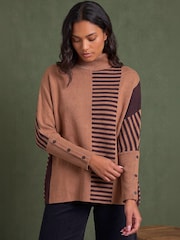 Roman Brown Stripe Colour Block Jumper - Image 3 of 4