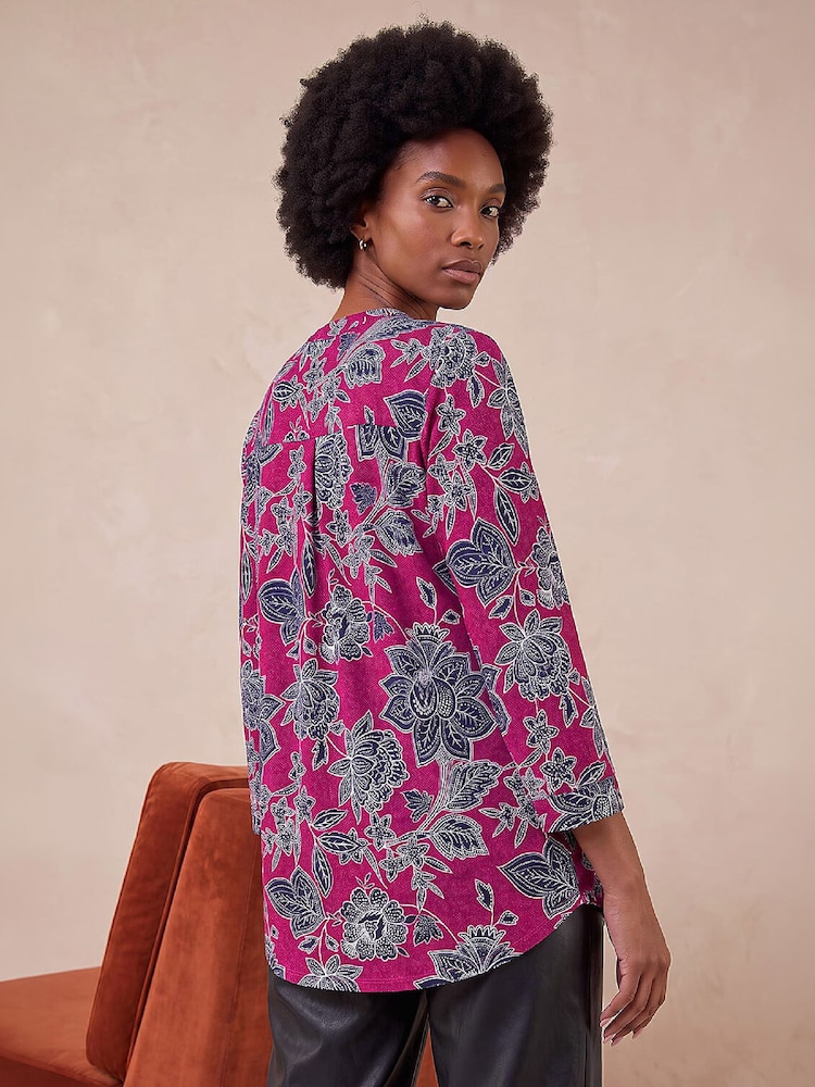 Roman Pink Floral Puff Print Jersey Shirt - Image 4 of 4 Roman Pink Floral Puff Print Jersey Shirt - Image 4 of 4