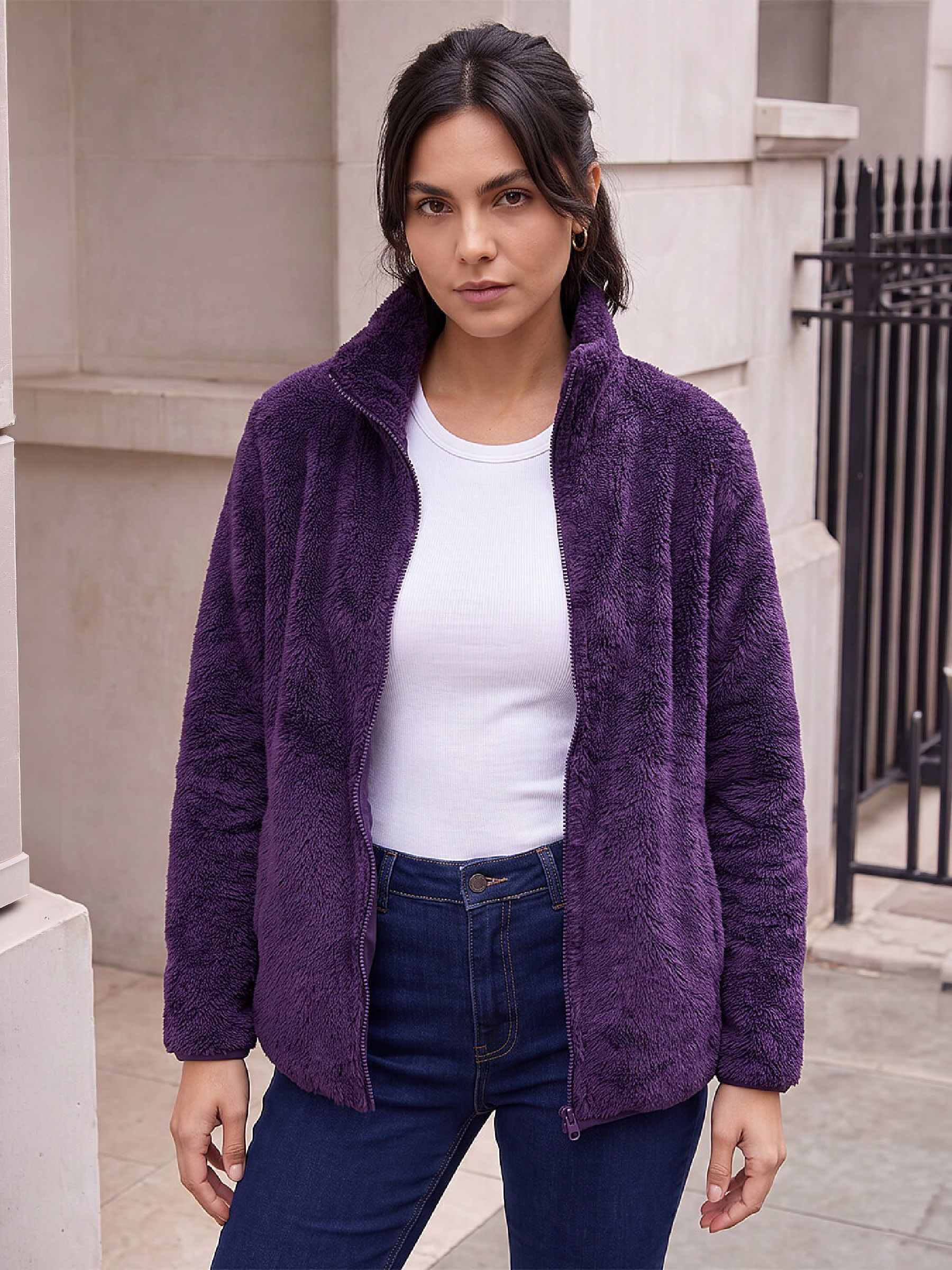 Roman Originals Soft Sherpa Fleece Jacket for Women UK - Ladies Autumn Everyday Winter Holiday Pull-On Comfy Soft Vacation Work Teddy Coat - Image 5