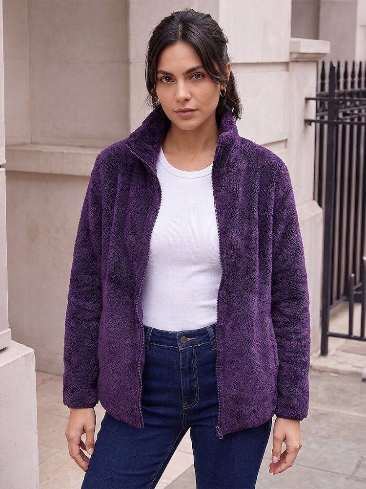 Roman Purple Sherpa Fleece Jacket - Image 1 of 4 Roman Purple Sherpa Fleece Jacket - Image 1 of 4