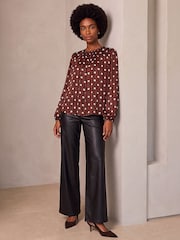 Roman Brown Spot Long Sleeve Top - Image 3 of 4
