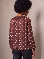 Roman Brown Spot Long Sleeve Top - Image 4 of 4