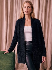 Roman Black Fluffy Eyelash Knit Cardigan - Image 1 of 4