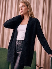 Roman Black Fluffy Eyelash Knit Cardigan - Image 3 of 4