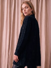 Roman Black Fluffy Eyelash Knit Cardigan - Image 4 of 4