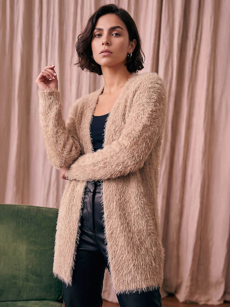 Бежевий - Roman Fluffy Long Sleeve Cardigan - Image 1 of 4