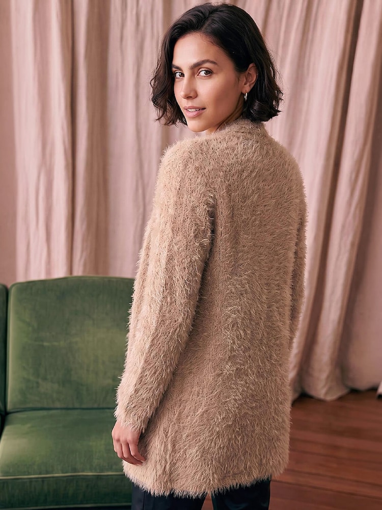 Бежевий - Roman Fluffy Long Sleeve Cardigan - Image 4 of 4
