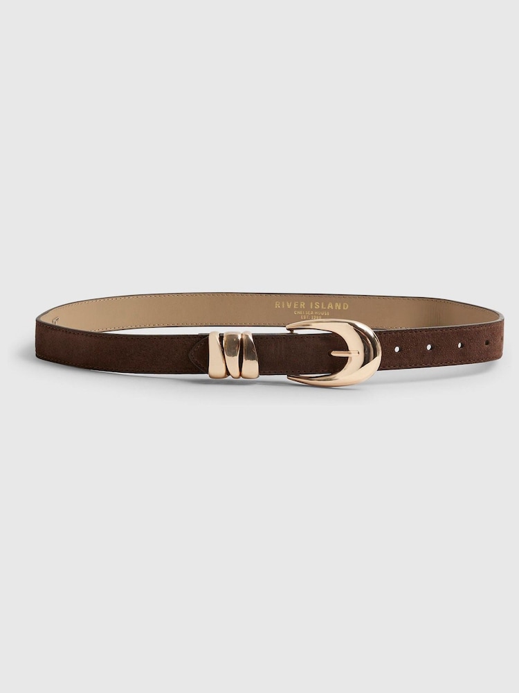 River Island Brown Olivia Attwood Suede Belt - Image 1 of 2 River Island Brown Olivia Attwood Suede Belt - Image 1 of 2
