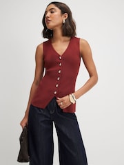 River Island Orange Sleeveless Longline Waistcoat - Image 1 of 4