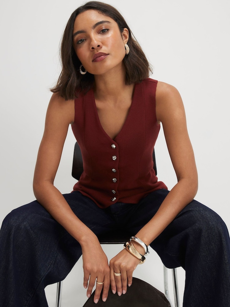 River Island Orange Sleeveless Longline Waistcoat - Image 4 of 4