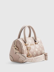 River Island Brown Monogram Embossed Bowler Bag - Image 3 of 5