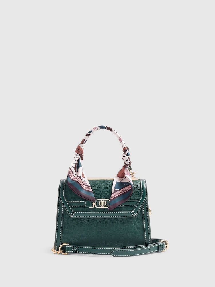 River Island Green Mini Scarf Tote Cross-Body Bag - Image 1 of 6 River Island Green Mini Scarf Tote Cross-Body Bag - Image 1 of 6