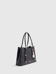 River Island Black Monogram Embossed Charm Tote Bag - Image 3 of 4
