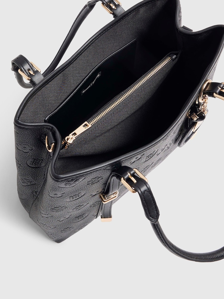 River Island Black Monogram Embossed Charm Tote Bag - Image 4 of 4