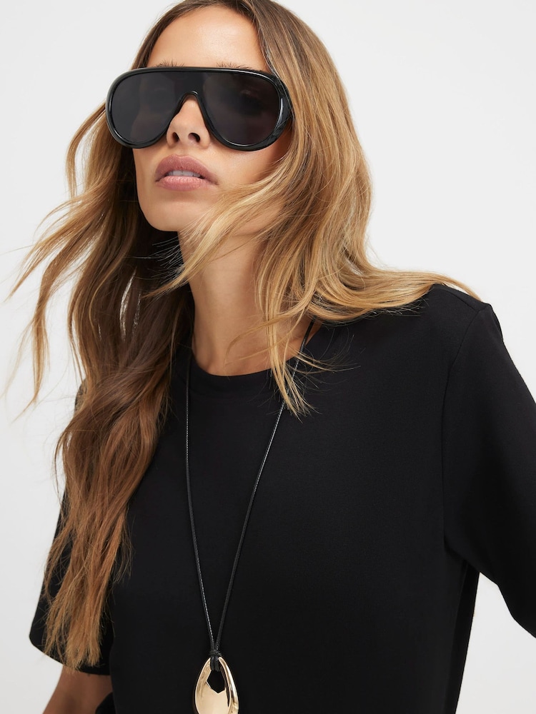 River Island Black Oversized Sunglasses - Image 1 of 4