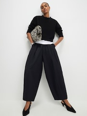 River Island Black Poplin Barrel Trousers - Image 1 of 4