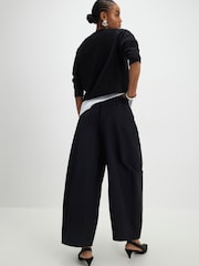 River Island Black Poplin Barrel Trousers - Image 4 of 4