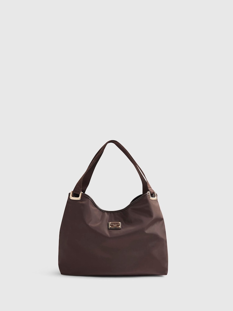 River Island Brown Nylon Slouch Shoulder Bag - Image 1 of 5 River Island Brown Nylon Slouch Shoulder Bag - Image 1 of 5
