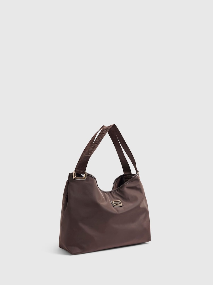 River Island Brown Nylon Slouch Shoulder Bag - Image 2 of 5 River Island Brown Nylon Slouch Shoulder Bag - Image 2 of 5