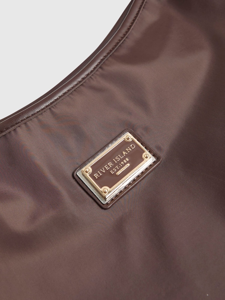 River Island Brown Nylon Slouch Shoulder Bag - Image 5 of 5 River Island Brown Nylon Slouch Shoulder Bag - Image 5 of 5