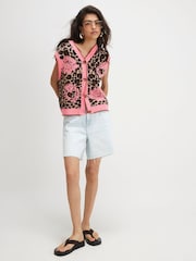 River Island жеңсіз барыс өрнегі бар гүлді тоқылған желетке - 4суретінің 1 суреті
