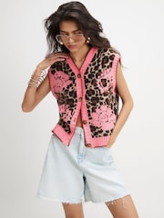 River Island жеңсіз барыс өрнегі бар гүлді тоқылған желетке - 4суретінің 3 суреті