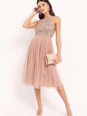 Maya Pink Halter Neck Midi Dress - Image 3 of 4