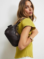 River Island Brown Quilted Utility Cross-Body Bag - Image 1 of 6
