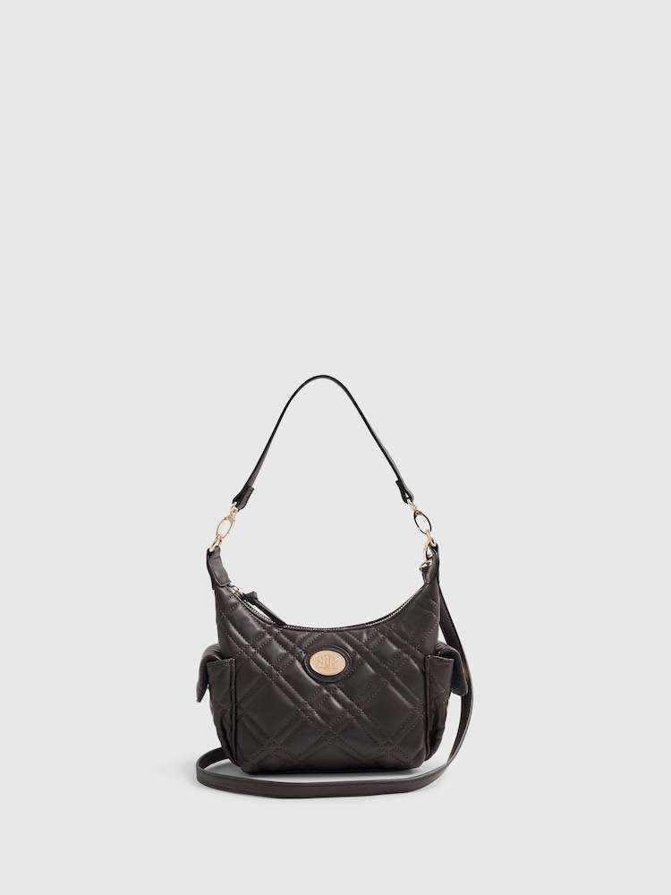 River Island Brown Quilted Utility Cross-Body Bag - Image 2 of 6
