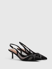 River Island Black Mesh Slingback Heeled Court Shoes - Image 3 of 6