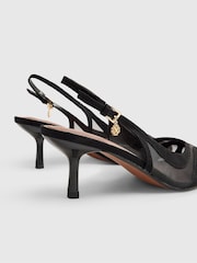 River Island Black Mesh Slingback Heeled Court Shoes - Image 6 of 6