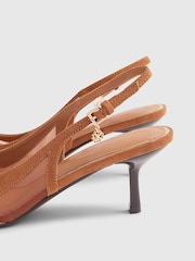 Brown - River Island Mesh Slingback Heeled Court Shoes - Larawan 6 ng 6