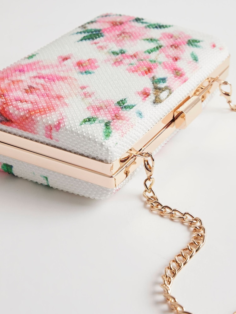 River Island White Floral Hard Shell Clutch Bag - Image 6 of 6