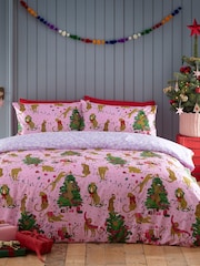 Furn PinkLilac Purrfect Christmas Abstract Duvet Set - Image 2 of 6