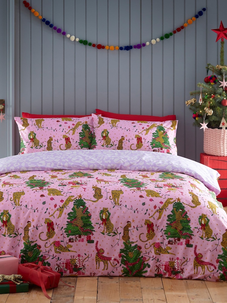 Furn PinkLilac Purrfect Christmas Abstract Duvet Set - Image 2 of 6 Furn PinkLilac Purrfect Christmas Abstract Duvet Set - Image 2 of 6