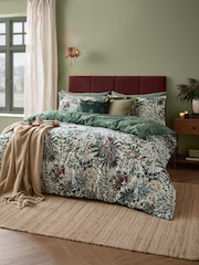 Wylder Pine Green Winter Foliage Reversible Brushed Cotton Duvet Set - Image 1 of 3