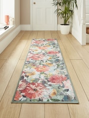 Clarke and Clarke Teal & Rouge Red Tahiti Washable Runner - Image 1 of 4