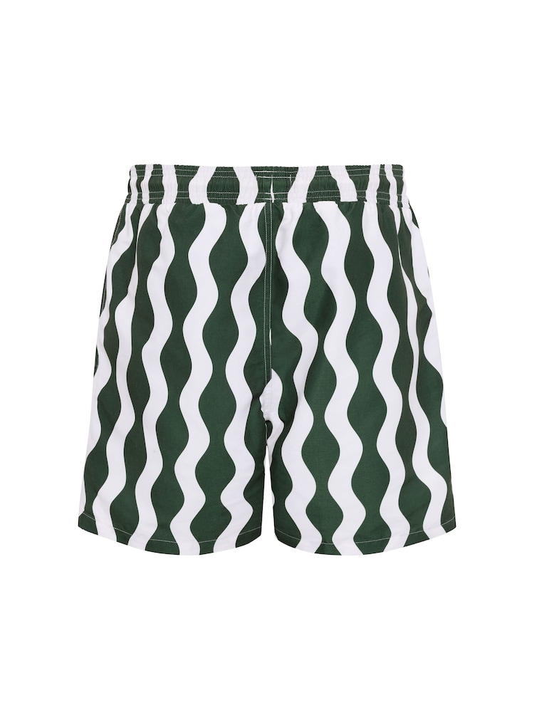 Chelsea Peers Green Wavy Stripe Print Swim Shorts - Image 6 of 6 Chelsea Peers Green Wavy Stripe Print Swim Shorts - Image 6 of 6