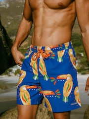 Chelsea Peers Blue Toucan Print Swim Shorts - Image 4 of 6
