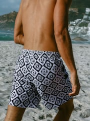 Chelsea Peers Blue Palm Patch Print Swim Shorts - Image 3 of 6