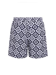 Chelsea Peers Blue Palm Patch Print Swim Shorts - Image 6 of 6