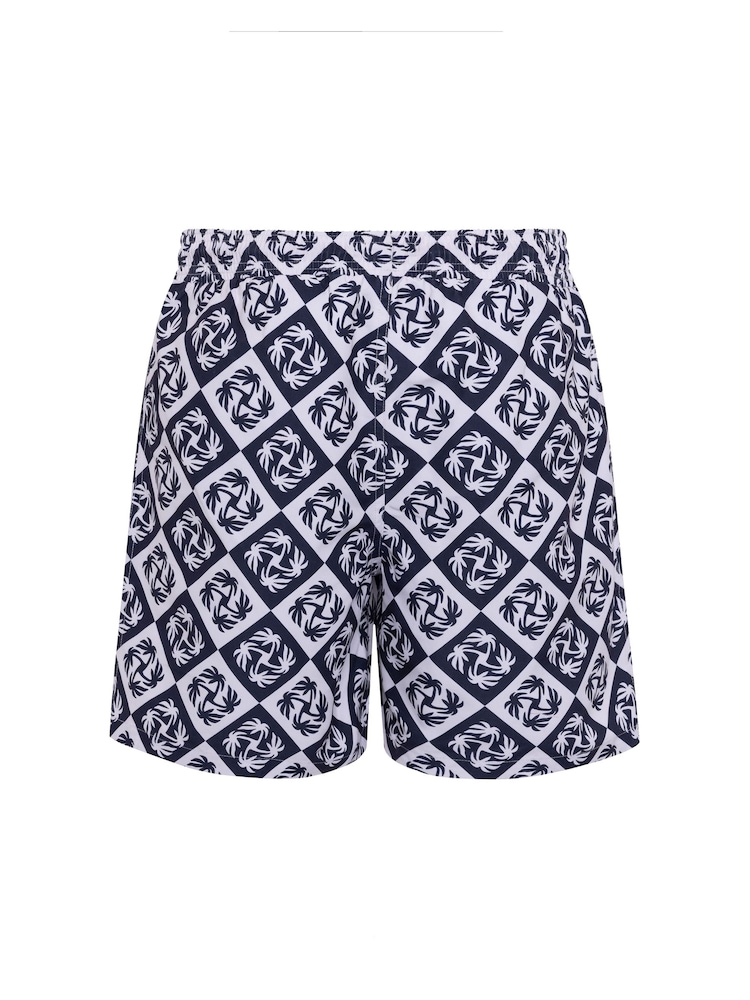 Chelsea Peers Blue Palm Patch Print Swim Shorts - Image 6 of 6 Chelsea Peers Blue Palm Patch Print Swim Shorts - Image 6 of 6