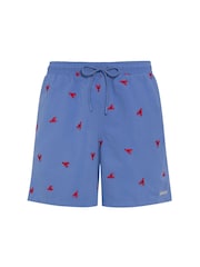 Chelsea Peers Blue Embroidered Lobster Swim Shorts - Image 5 of 6